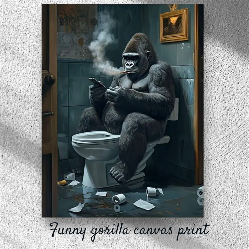 Humorous Gorilla Canvas Art Frameless 16 X 12"